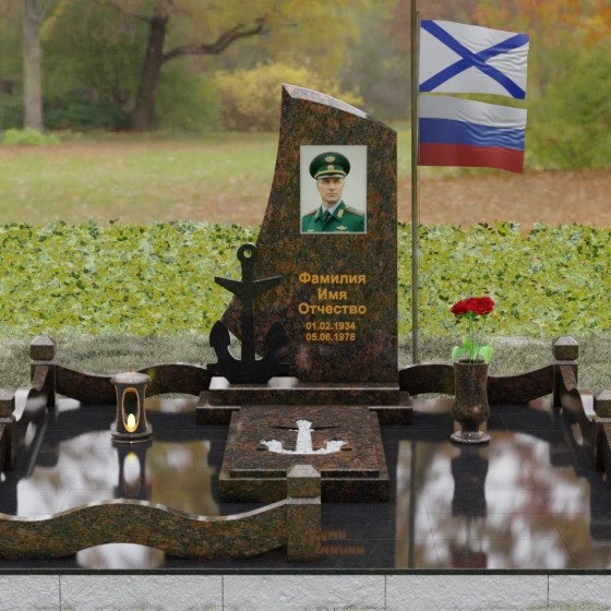 Вертикальный гранитный памятник для одного в Ставрополе, гранит Дымовский, вид 2