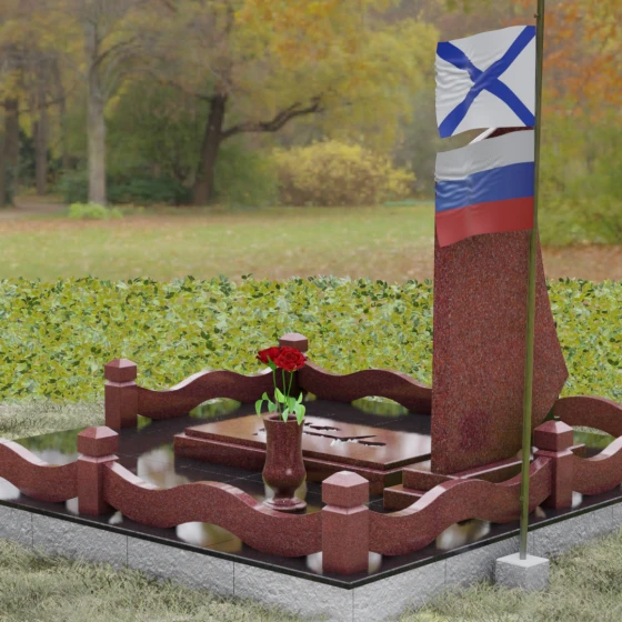 Вертикальный гранитный памятник для одного в Ставрополе, гранит Лезниковский, вид 3