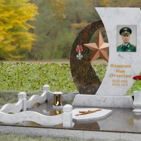 Вертикальный Комбинированный памятник на одного - П192