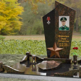 Вертикальный Комбинированный памятник на одного - П196