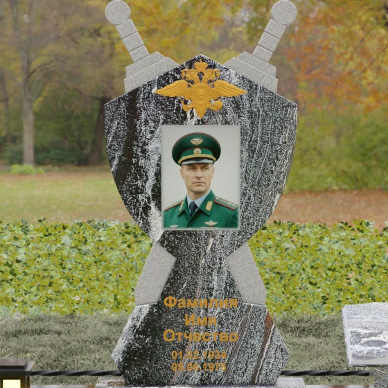 Вертикальный Гранитный памятник светский в Рязани, гранит амфиболит