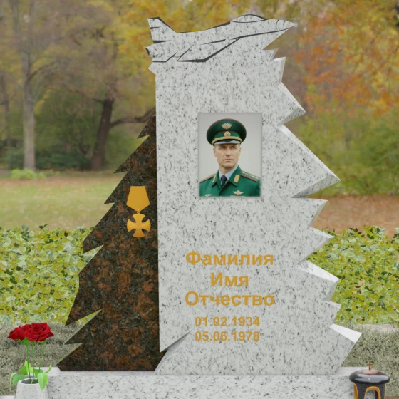 Гранитный вертикальный памятник с комплексом в Ставрополе, гранит Мансуровский