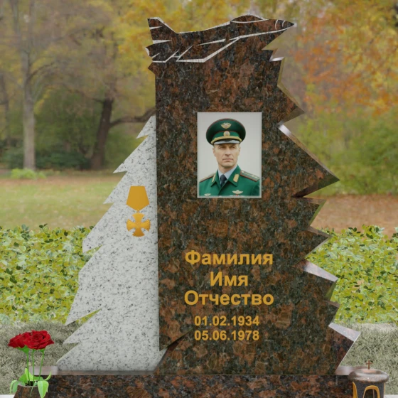 Гранитный вертикальный памятник с комплексом в Ставрополе, гранит Дымовский