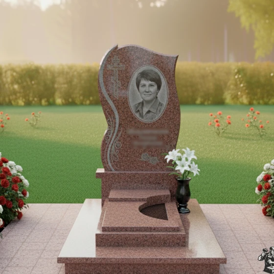 Православный гранитный памятник с мемориальным комплексом во Владивостоке, гранит Лезниковский