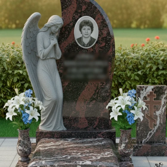 Гранитный вертикальный светский памятник в Салехарде, гранит амфиболит