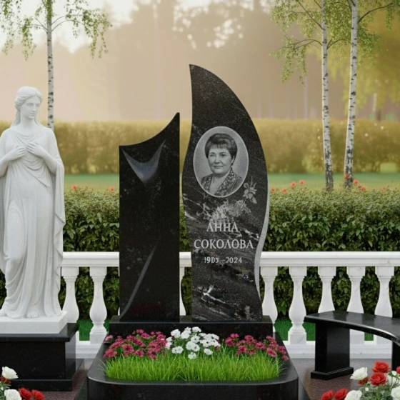 Светский вертикальный памятник из гранита/мрамора в Казани, гранит амфиболит