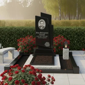 Элитный вертикальный гранитный памятник - ПН116