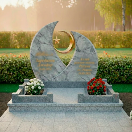 Мусульманский памятник из гранита с металлом в Оренбурге, гранит Мансуровский