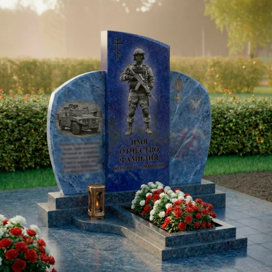Элитный православный гранитный памятник в Барнауле, гранит Блю Перл