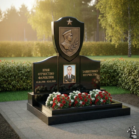 Элитный светский гранитный памятник в Рязани, гранит Габбро-диабаз
