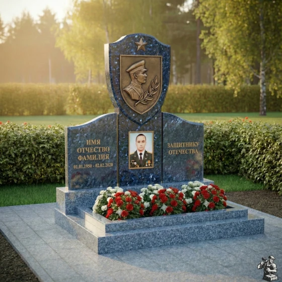Элитный светский гранитный памятник в Рязани, гранит Блю Перл