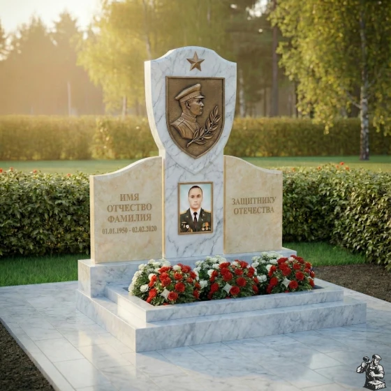 Элитный светский гранитный памятник в Рязани, мрамор Тассос