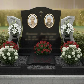 Вертикальный гранитный памятник с крестом элитный - ПН199
