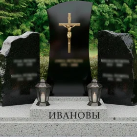 Православный гранитный вертикальный мемориальный комплекс для двоих - ПН212