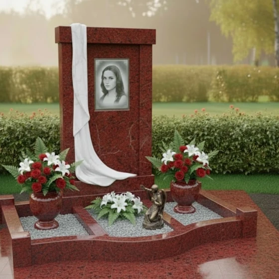 Мемориал с "драпировкой" из гранита, гранит Лезниковский, в Якутске