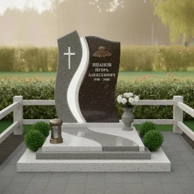 Комбинированный православный памятник вертикальный - ПН351
