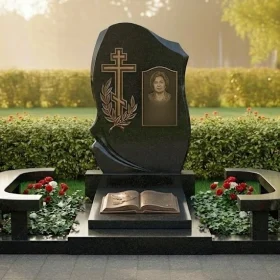 Гранитный православный памятник с крестом для мемориала - ПН378