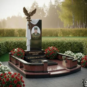 Гранитный памятник с крестом, православный - ПН406