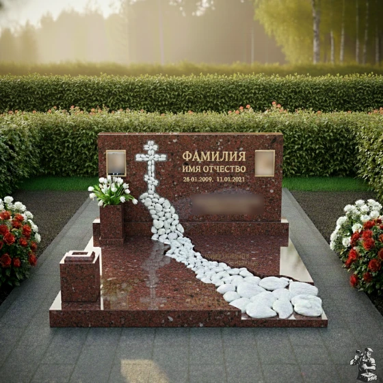 Горизонтальный гранитный или мраморный памятник в Барнауле, гранит Лезниковский