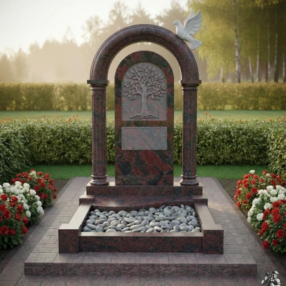 Вертикальный светский гранитный или мраморный памятник во Владивостоке, гранит амфиболит