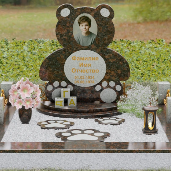 Гранитный светский вертикальный памятник без креста в Ульяновске, гранит Дымовский, вид 2