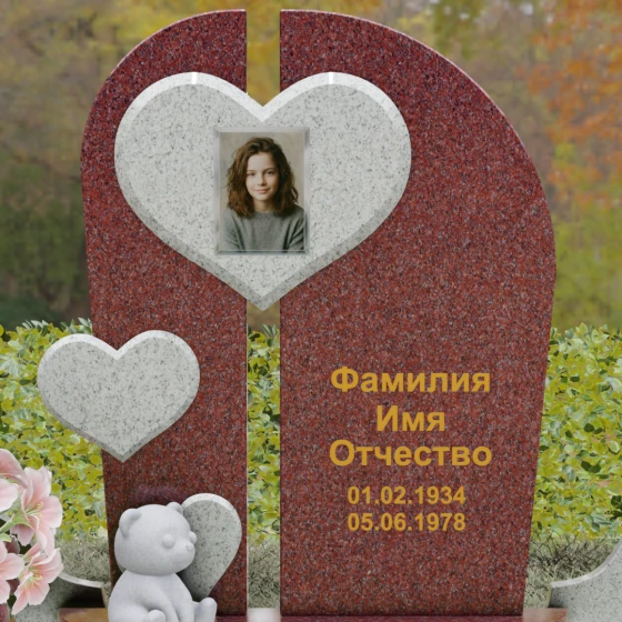 Комбинированный вертикальный памятник для одного во Владивостоке, гранит Лезниковский