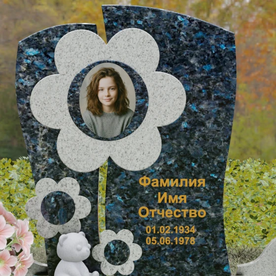 Вертикальный светский памятник на одного в Тольятти, гранит Блю Перл