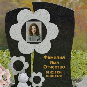 Комбинированный вертикальный памятник светский - П241