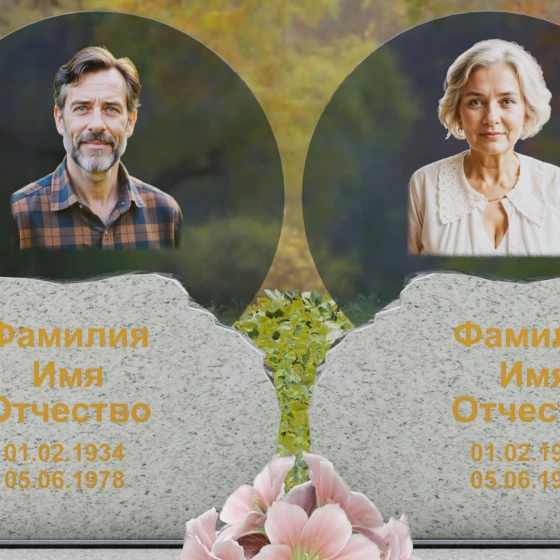 Горизонтальный светский гранитный памятник на двух в Ставрополе, гранит Мансуровский