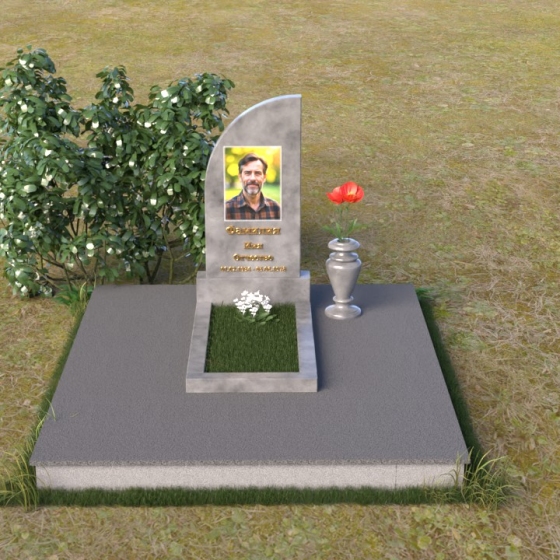 Памятник с волнистым верхом из гранита, мрамор Тассос, вид 3