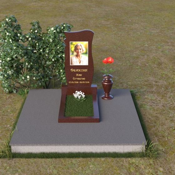 Гранитный памятник вертикальный габбро — диабаз в Оренбурге, гранит Лезниковский, вид 3