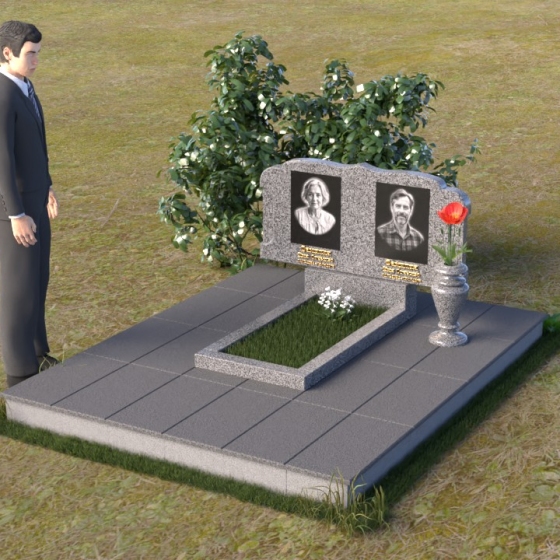 Гранитный горизонтальный памятник для двоих в Ижевске