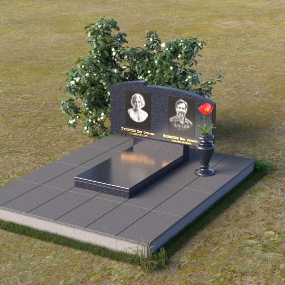 Памятник горизонтальный Габбро — Диабаз для одного/двух в Барнауле, гранит Блю Перл