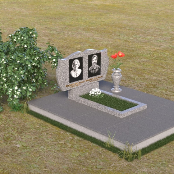 Памятник Горизонтальный Гранитный в Альметьевске, гранит Мансуровский, вид 2