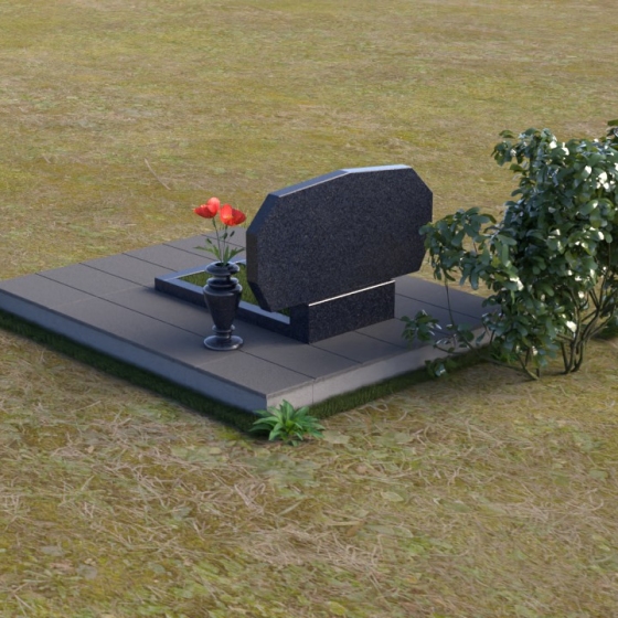 Памятник горизонтальный из мрамора Тассос в Ижевске, гранит Блю Перл, вид 4