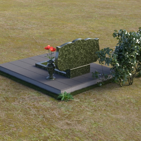 Фигурный памятник с аркой в верхней части, гранит Балтик грин, вид 4